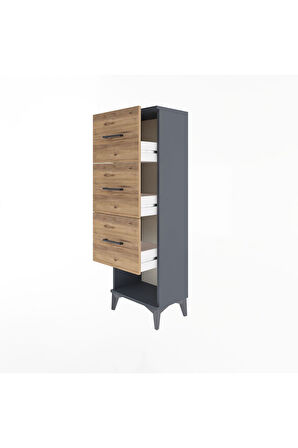 Arges Dolap 3 Çekmeceli 44x30x134 Antrasit-Çam
