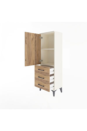 Arges Dolap 2 Raflı 3 Çekmeceli Tek Kapaklı 44x30x134 Aytaşı-Çam