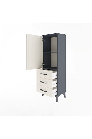 Arges Dolap 2 Raflı 3 Çekmeceli Tek Kapaklı 44x30x134 Antrasit-Aytaşı