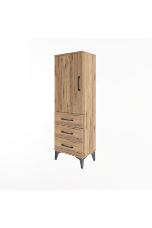 Arges Dolap 2 Raflı 3 Çekmeceli Tek Kapaklı 44x30x134 Çam-Çam