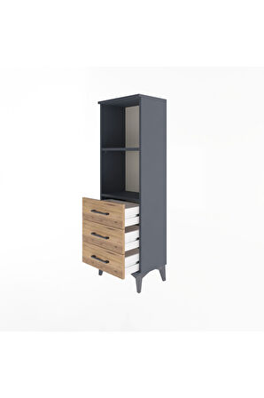 Arges Dolap 2 Raflı 3 Çekmeceli 44x30x134 Antrasit-Çam