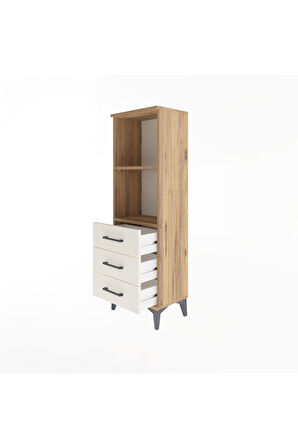 Arges Dolap 2 Raflı 3 Çekmeceli 44x30x134 Çam-Aytaşı