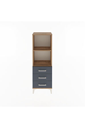 Arges Dolap 2 Raflı 3 Çekmeceli 44x30x134 Çam-Antrasit
