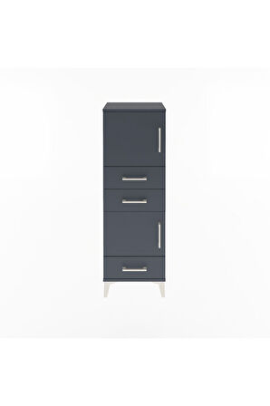 Arges Dolap 2 Raflı 3 Çekmeceli 2 Kapaklı 44x30x134 Antrasit-Antrasit