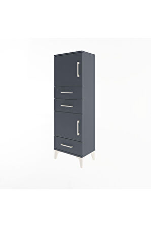 Arges Dolap 2 Raflı 3 Çekmeceli 2 Kapaklı 44x30x134 Antrasit-Antrasit