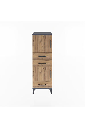 Arges Dolap 2 Raflı 3 Çekmeceli 2 Kapaklı 44x30x134 Antrasit-Çam