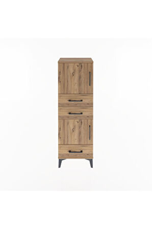 Arges Dolap 2 Raflı 3 Çekmeceli 2 Kapaklı 44x30x134 Çam-Çam