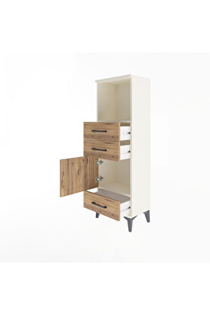 Arges Dolap 2 Raflı 3 Çekmeceli Tek Kapaklı 44x30x134 Aytaşı-Çam