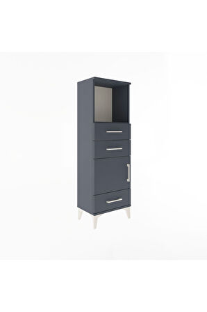 Arges Dolap 2 Raflı 3 Çekmeceli Tek Kapaklı 44x30x134 Antrasit-Antrasit