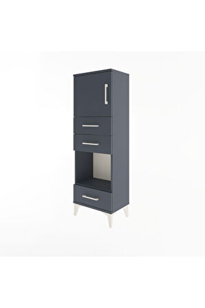 Arges Dolap 2 Raflı 3 Çekmeceli Tek Kapaklı 44x30x134 Antrasit-Antrasit