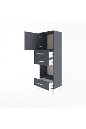Arges Dolap 2 Raflı 3 Çekmeceli Tek Kapaklı 44x30x134 Antrasit-Antrasit