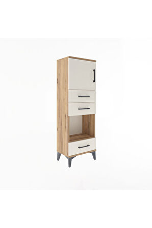 Arges Dolap 2 Raflı 3 Çekmeceli Tek Kapaklı 44x30x134 Çam-Aytaşı