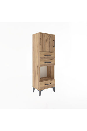 Arges Dolap 2 Raflı 3 Çekmeceli Tek Kapaklı 44x30x134 Çam-Çam