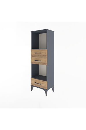 Arges Dolap 2 Raflı 3 Çekmeceli 44x30x134 Antrasit-Çam