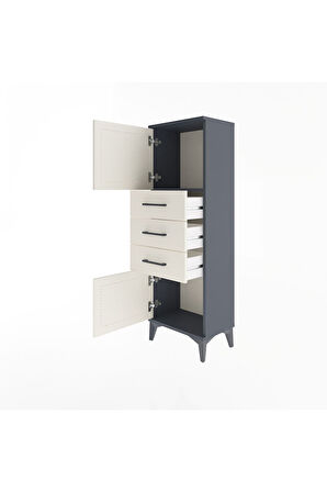 Arges Dolap 2 Raflı 3 Çekmeceli 2 Kapaklı 44x30x134 Antrasit-Aytaşı