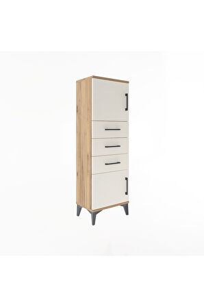 Arges Dolap 2 Raflı 3 Çekmeceli 2 Kapaklı 44x30x134 Çam-Aytaşı