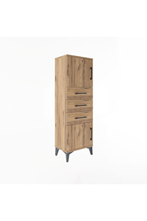 Arges Dolap 2 Raflı 3 Çekmeceli 2 Kapaklı 44x30x134 Çam-Çam