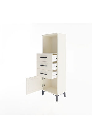 Arges Dolap Tek Raflı 3 Çekmeceli Tek Kapaklı 44x30x134 Aytaşı-Aytaşı