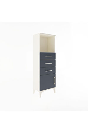 Arges Dolap Tek Raflı 3 Çekmeceli Tek Kapaklı 44x30x134 Aytaşı-Antrasit