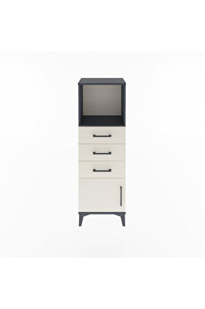 Arges Dolap Tek Raflı 3 Çekmeceli Tek Kapaklı 44x30x134 Antrasit-Aytaşı