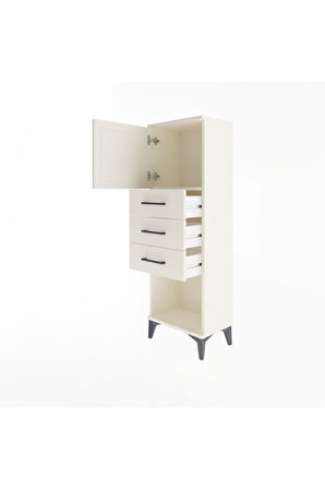 Arges Dolap Tek Raflı 3 Çekmeceli Tek Kapaklı 44x30x134 Aytaşı-Aytaşı