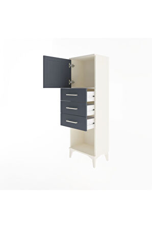 Arges Dolap Tek Raflı 3 Çekmeceli Tek Kapaklı 44x30x134 Aytaşı-Antrasit