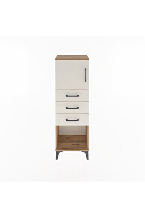 Arges Dolap Tek Raflı 3 Çekmeceli Tek Kapaklı 44x30x134 Çam-Aytaşı