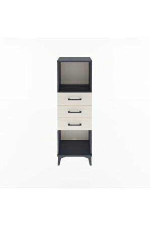 Arges Dolap Tek Raflı 3 Çekmeceli 44x30x134 Antrasit-Aytaşı