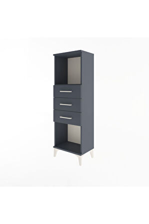 Arges Dolap Tek Raflı 3 Çekmeceli 44x30x134 Antrasit-Antrasit