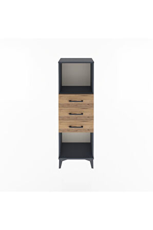 Arges Dolap Tek Raflı 3 Çekmeceli 44x30x134 Antrasit-Çam