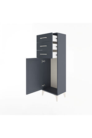 Arges Dolap 3 Çekmeceli Tek Kapaklı 44x30x134 Antrasit-Antrasit