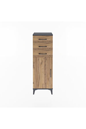 Arges Dolap 3 Çekmeceli Tek Kapaklı 44x30x134 Antrasit-Çam