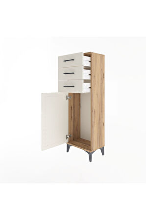 Arges Dolap 3 Çekmeceli Tek Kapaklı 44x30x134 Çam-Aytaşı