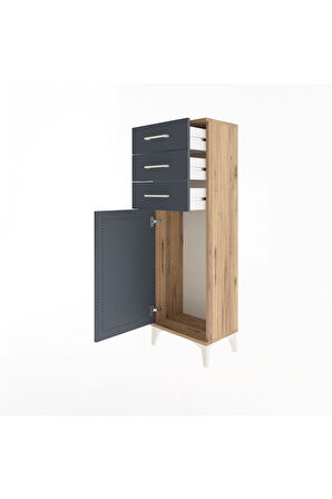 Arges Dolap 3 Çekmeceli Tek Kapaklı 44x30x134 Çam-Antrasit