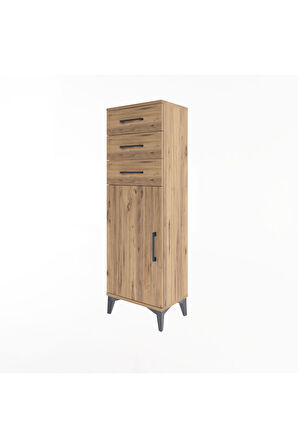 Arges Dolap 3 Çekmeceli Tek Kapaklı 44x30x134 Çam-Çam