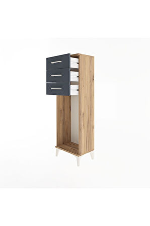 Arges Dolap 3 Çekmeceli 44x30x134 Çam-Antrasit