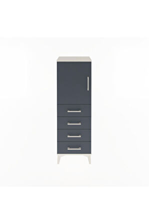 Arges Dolap 2 Raflı 4 Çekmeceli Tek Kapaklı 44x30x134 Aytaşı-Antrasit