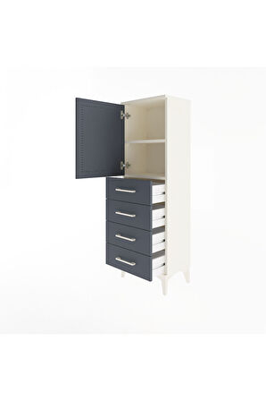 Arges Dolap 2 Raflı 4 Çekmeceli Tek Kapaklı 44x30x134 Aytaşı-Antrasit