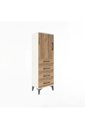 Arges Dolap 2 Raflı 4 Çekmeceli Tek Kapaklı 44x30x134 Aytaşı-Çam