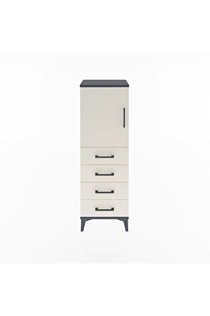 Arges Dolap 2 Raflı 4 Çekmeceli Tek Kapaklı 44x30x134 Antrasit-Aytaşı
