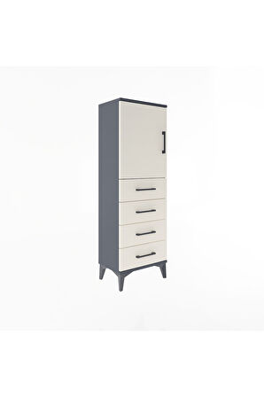 Arges Dolap 2 Raflı 4 Çekmeceli Tek Kapaklı 44x30x134 Antrasit-Aytaşı