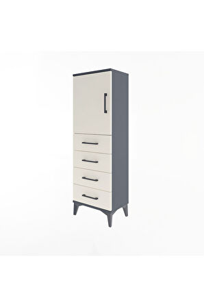 Arges Dolap 2 Raflı 4 Çekmeceli Tek Kapaklı 44x30x134 Antrasit-Aytaşı