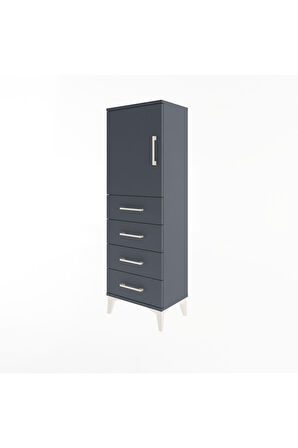 Arges Dolap 2 Raflı 4 Çekmeceli Tek Kapaklı 44x30x134 Antrasit-Antrasit