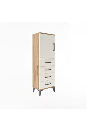 Arges Dolap 2 Raflı 4 Çekmeceli Tek Kapaklı 44x30x134 Çam-Aytaşı