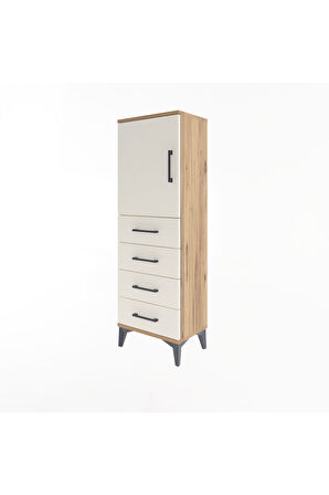 Arges Dolap 2 Raflı 4 Çekmeceli Tek Kapaklı 44x30x134 Çam-Aytaşı