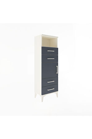 Arges Dolap 2 Raflı 4 Çekmeceli Tek Kapaklı 44x30x134 Aytaşı-Antrasit