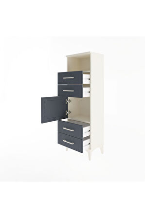 Arges Dolap 2 Raflı 4 Çekmeceli Tek Kapaklı 44x30x134 Aytaşı-Antrasit