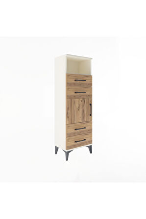 Arges Dolap 2 Raflı 4 Çekmeceli Tek Kapaklı 44x30x134 Aytaşı-Çam