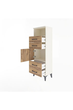 Arges Dolap 2 Raflı 4 Çekmeceli Tek Kapaklı 44x30x134 Aytaşı-Çam