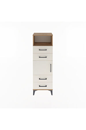 Arges Dolap 2 Raflı 4 Çekmeceli Tek Kapaklı 44x30x134 Çam-Aytaşı